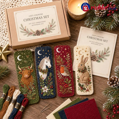 ⏳ Last Day 49% OFF – 🎄 DIY Felt Embroidery Bookmark Kit