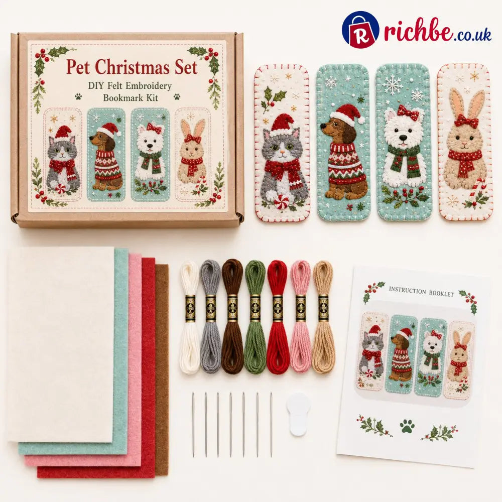 ⏳ Last Day 49% OFF – 🎄 DIY Felt Embroidery Bookmark Kit