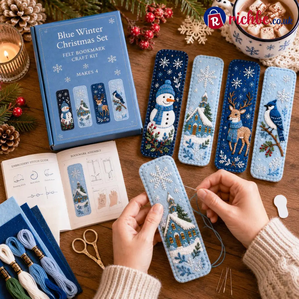 ⏳ Last Day 49% OFF – 🎄 DIY Felt Embroidery Bookmark Kit