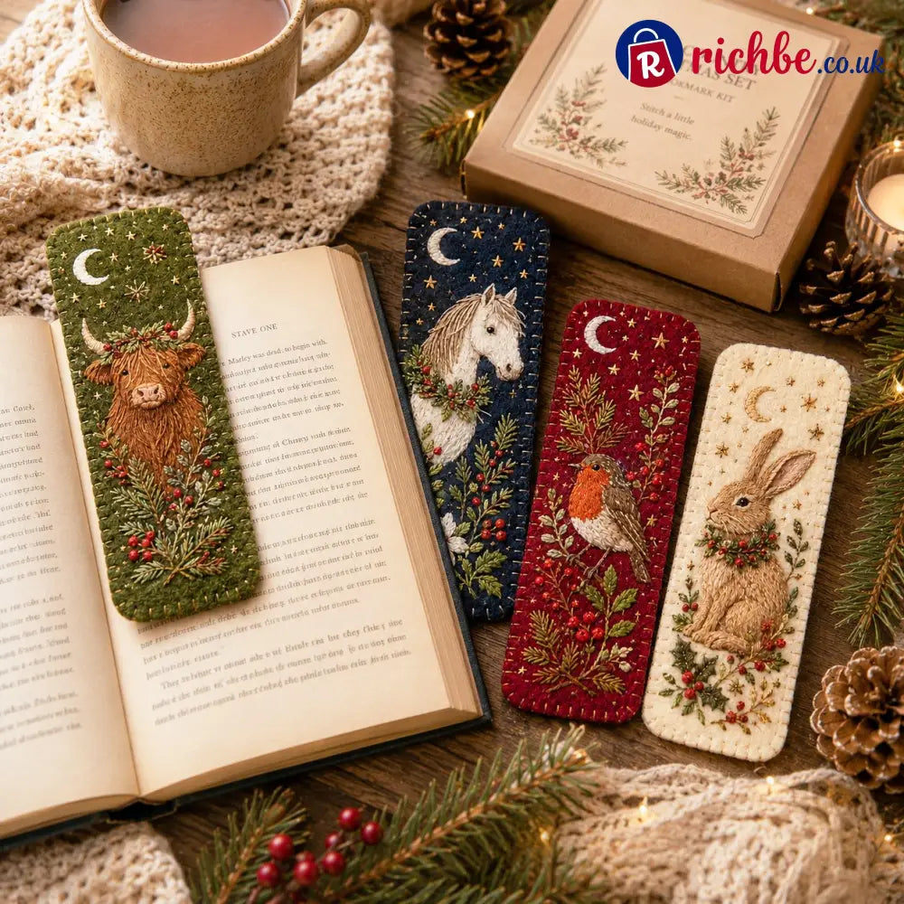 ⏳ Last Day 49% OFF – 🎄 DIY Felt Embroidery Bookmark Kit