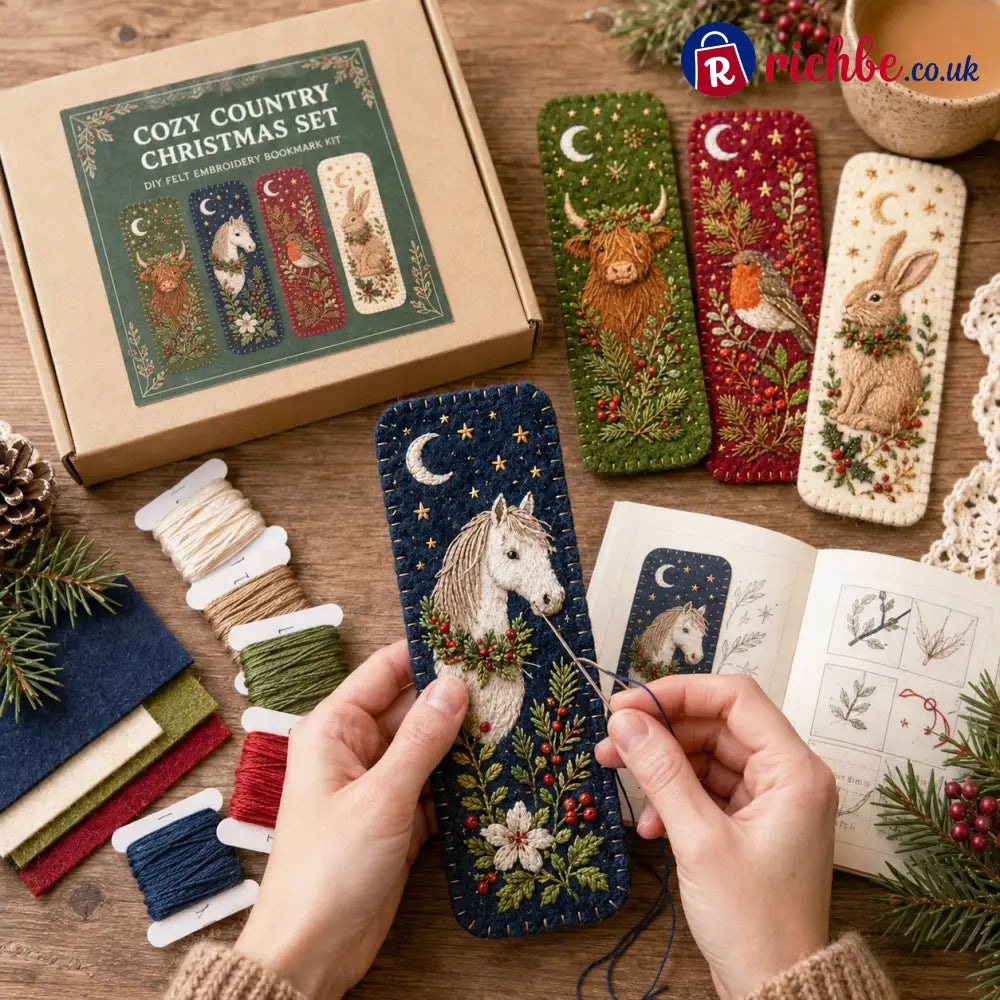 ⏳ Last Day 49% OFF – 🎄 DIY Felt Embroidery Bookmark Kit