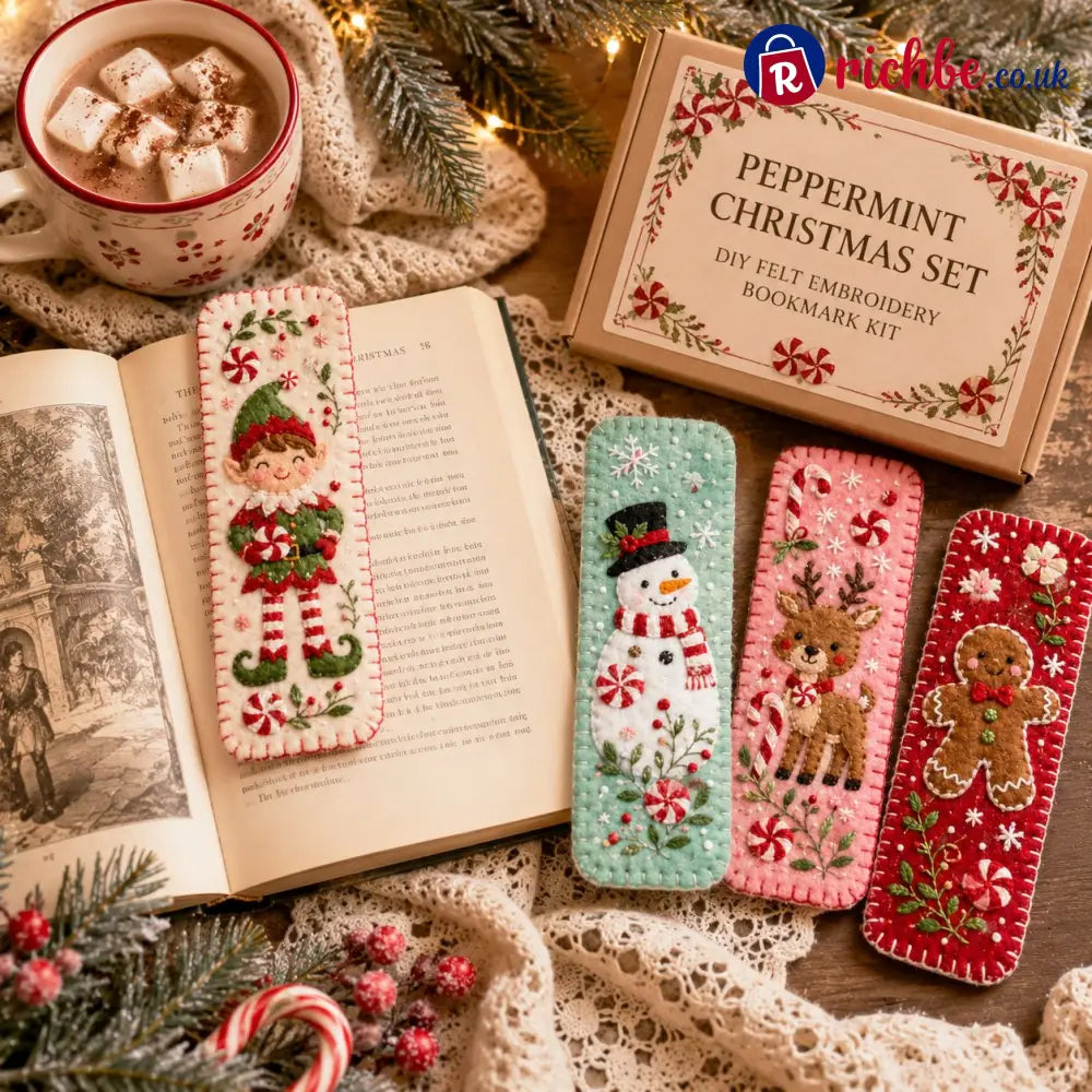⏳ Last Day 49% OFF – 🎄 DIY Felt Embroidery Bookmark Kit