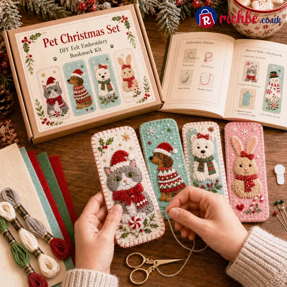 ⏳ Last Day 49% OFF – 🎄 DIY Felt Embroidery Bookmark Kit