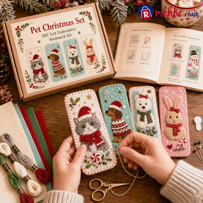 ⏳ Last Day 49% OFF – 🎄 DIY Felt Embroidery Bookmark Kit