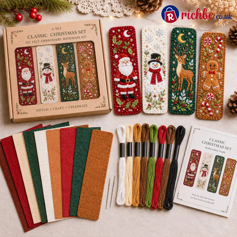 ⏳ Last Day 49% OFF – 🎄 DIY Felt Embroidery Bookmark Kit