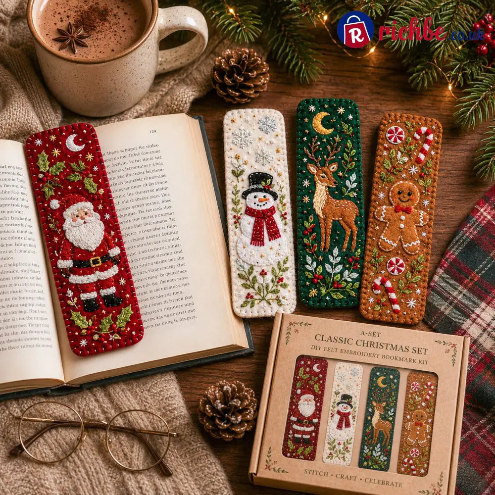 ⏳ Last Day 49% OFF – 🎄 DIY Felt Embroidery Bookmark Kit