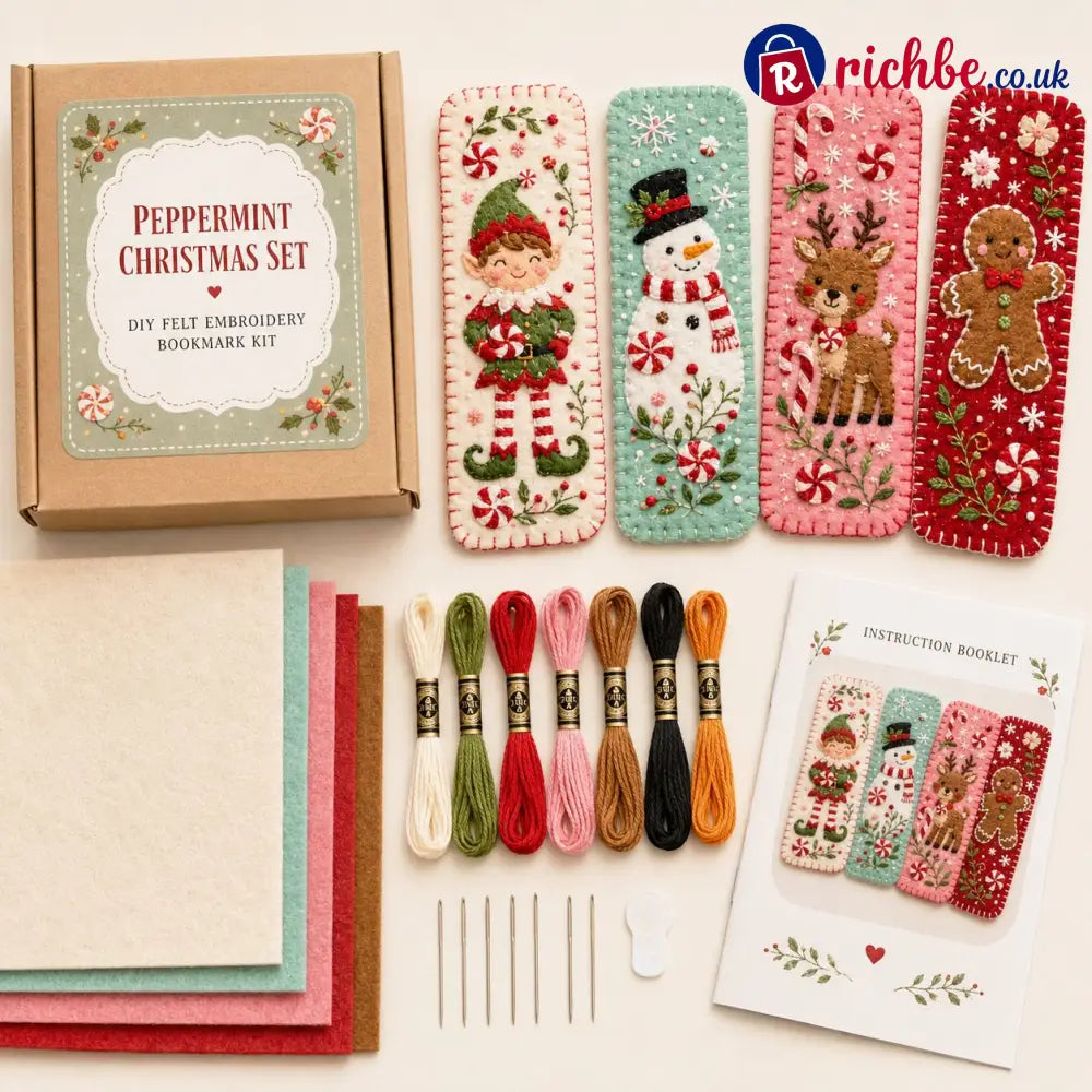 ⏳ Last Day 49% OFF – 🎄 DIY Felt Embroidery Bookmark Kit