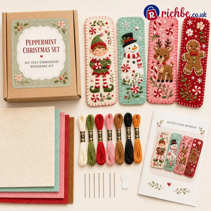 ⏳ Last Day 49% OFF – 🎄 DIY Felt Embroidery Bookmark Kit