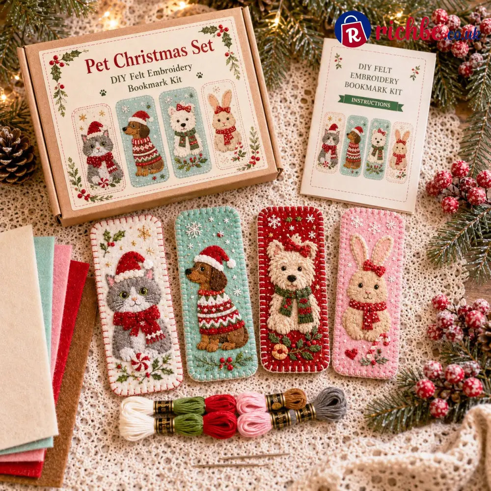 ⏳ Last Day 49% OFF – 🎄 DIY Felt Embroidery Bookmark Kit