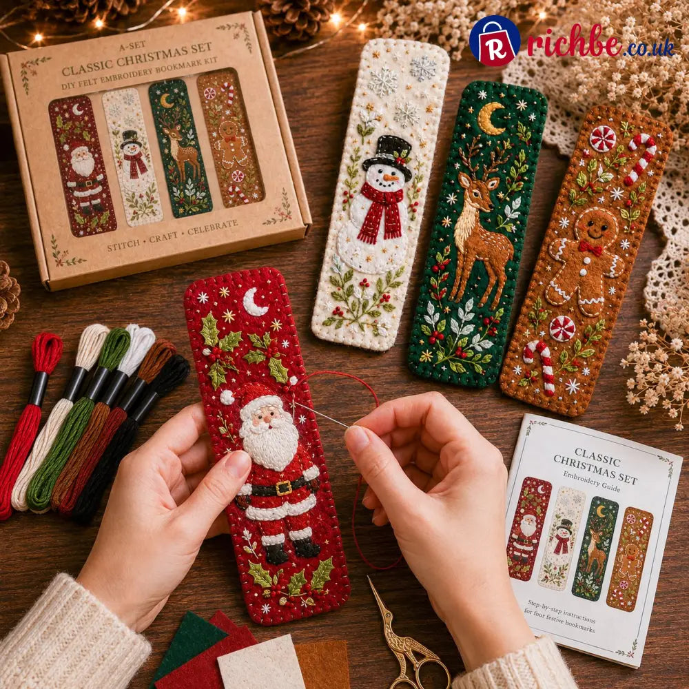 ⏳ Last Day 49% OFF – 🎄 DIY Felt Embroidery Bookmark Kit
