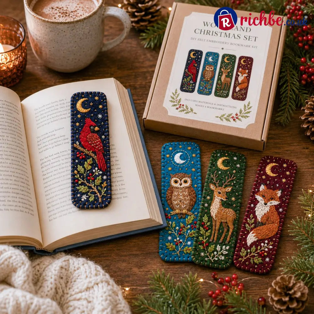 ⏳ Last Day 49% OFF – 🎄 DIY Felt Embroidery Bookmark Kit