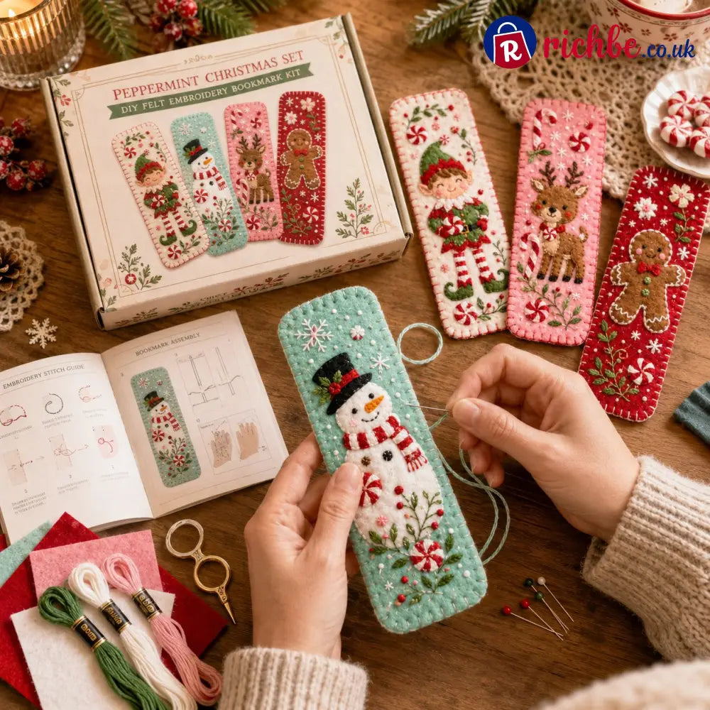 ⏳ Last Day 49% OFF – 🎄 DIY Felt Embroidery Bookmark Kit