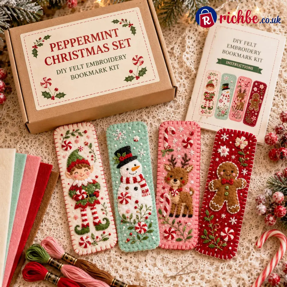⏳ Last Day 49% OFF – 🎄 DIY Felt Embroidery Bookmark Kit