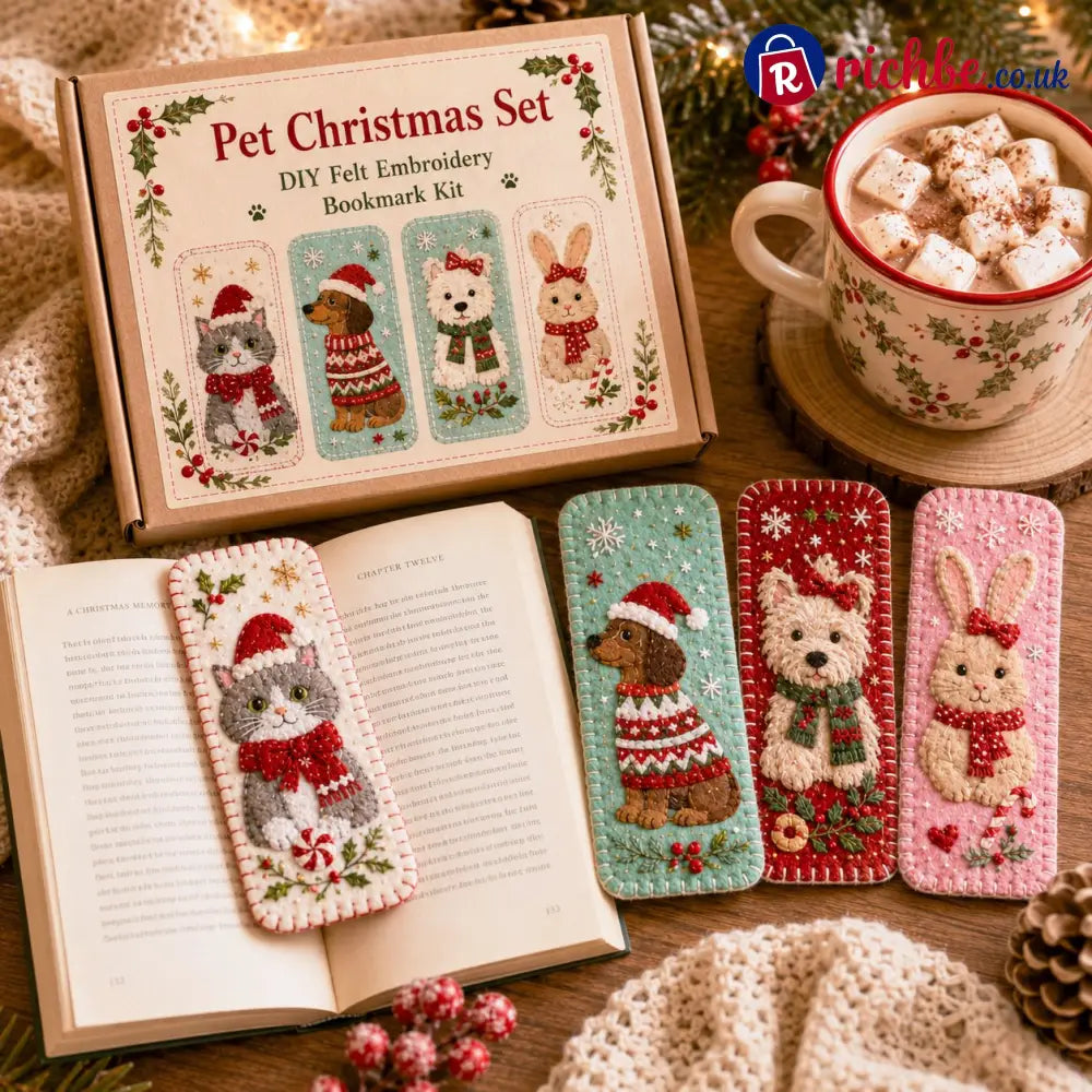 ⏳ Last Day 49% OFF – 🎄 DIY Felt Embroidery Bookmark Kit