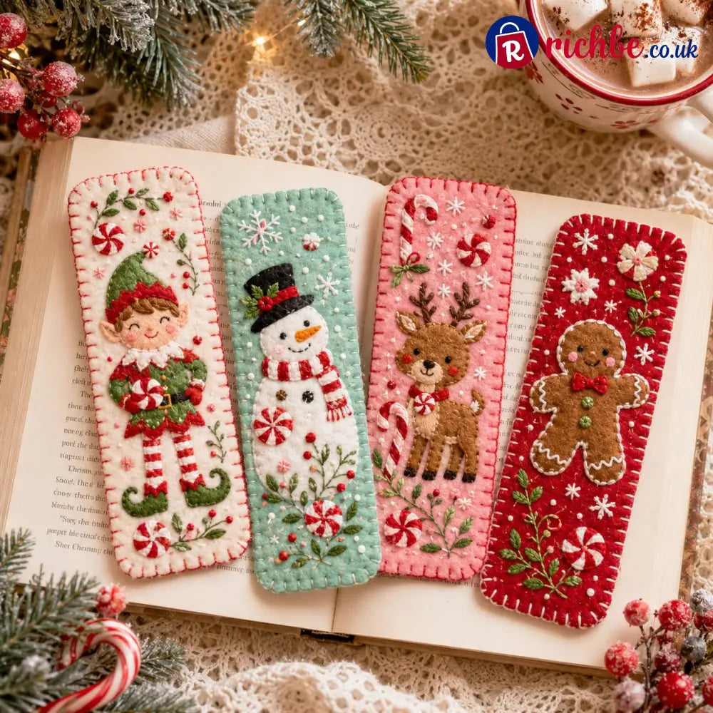 ⏳ Last Day 49% OFF – 🎄 DIY Felt Embroidery Bookmark Kit - 🍬 Peppermint
