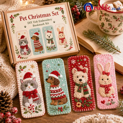 ⏳ Last Day 49% OFF – 🎄 DIY Felt Embroidery Bookmark Kit - 🐾 Pet