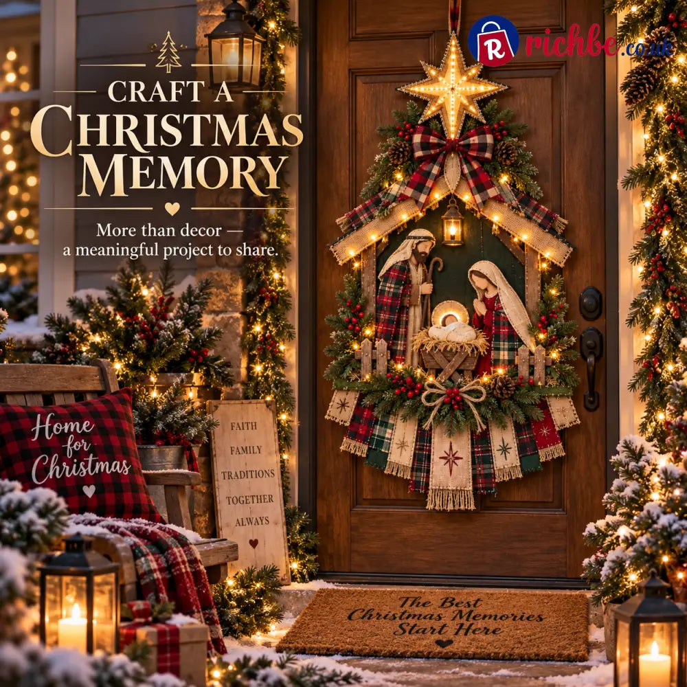 ⏳ Last Day 49% OFF – DIY Lighted Christmas Nativity Scene Door Hanging Kit 🎄