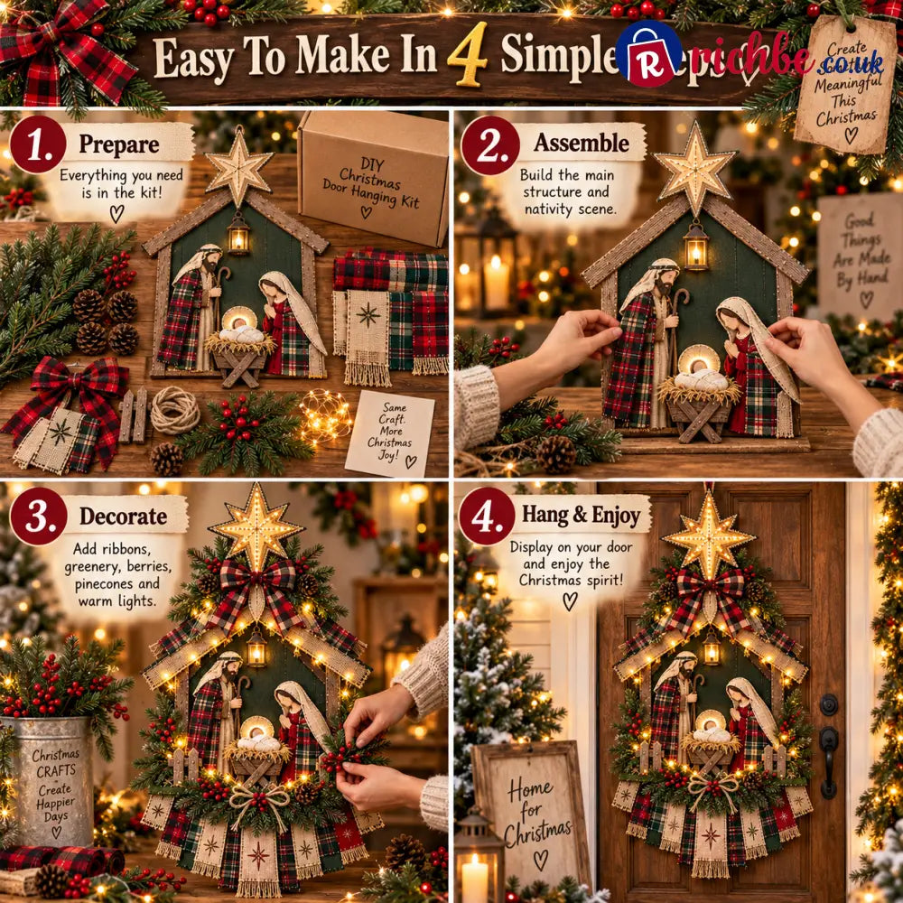 ⏳ Last Day 49% OFF – DIY Lighted Christmas Nativity Scene Door Hanging Kit 🎄