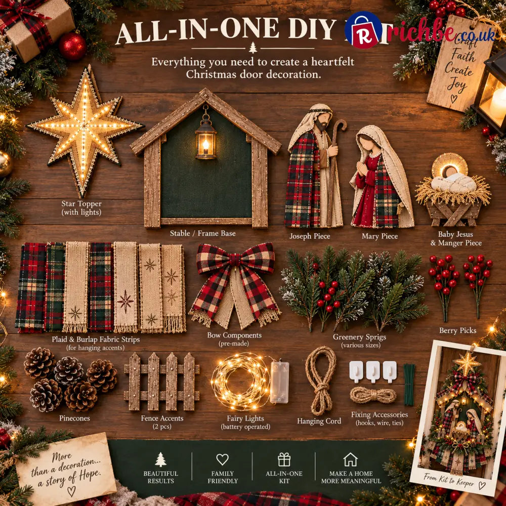 ⏳ Last Day 49% OFF – DIY Lighted Christmas Nativity Scene Door Hanging Kit 🎄