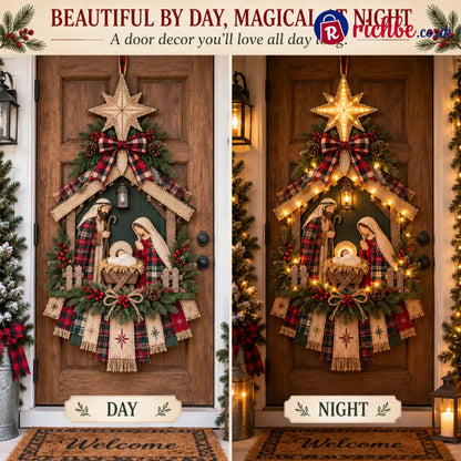 ⏳ Last Day 49% OFF – DIY Lighted Christmas Nativity Scene Door Hanging Kit 🎄