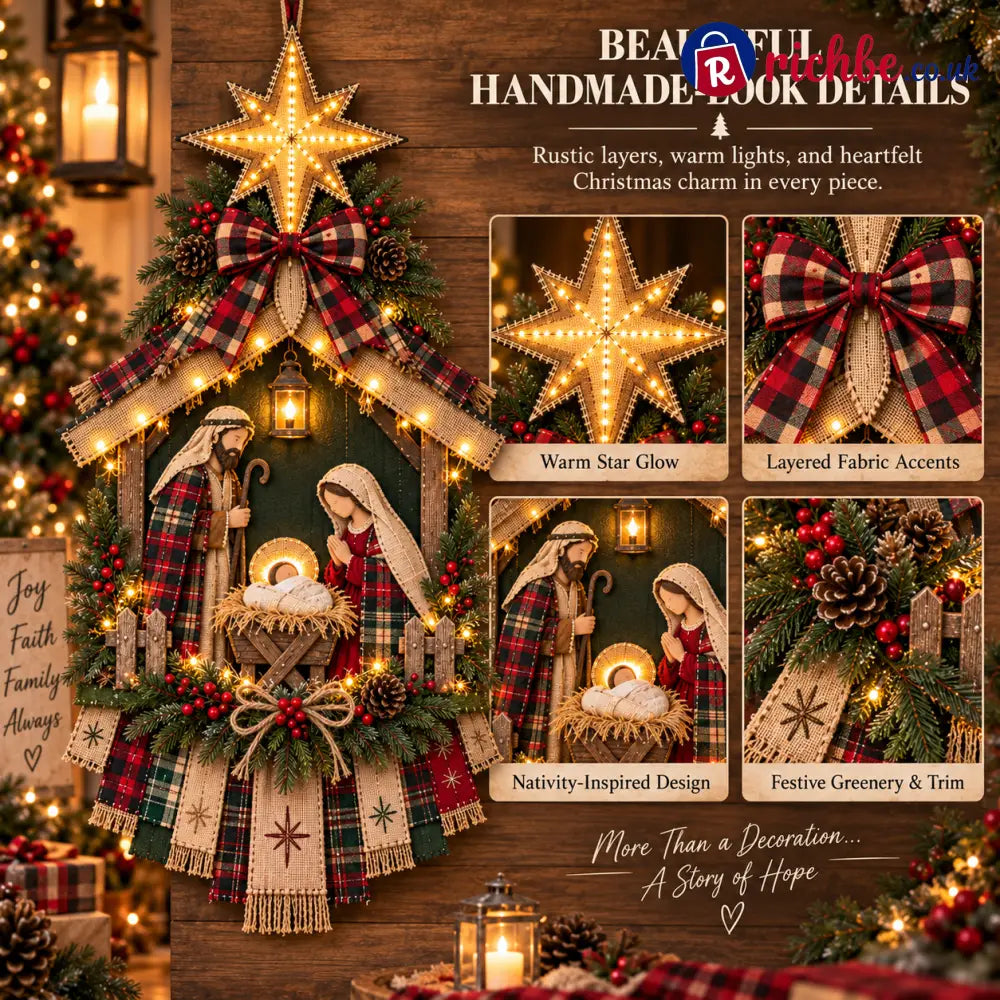 ⏳ Last Day 49% OFF – DIY Lighted Christmas Nativity Scene Door Hanging Kit 🎄