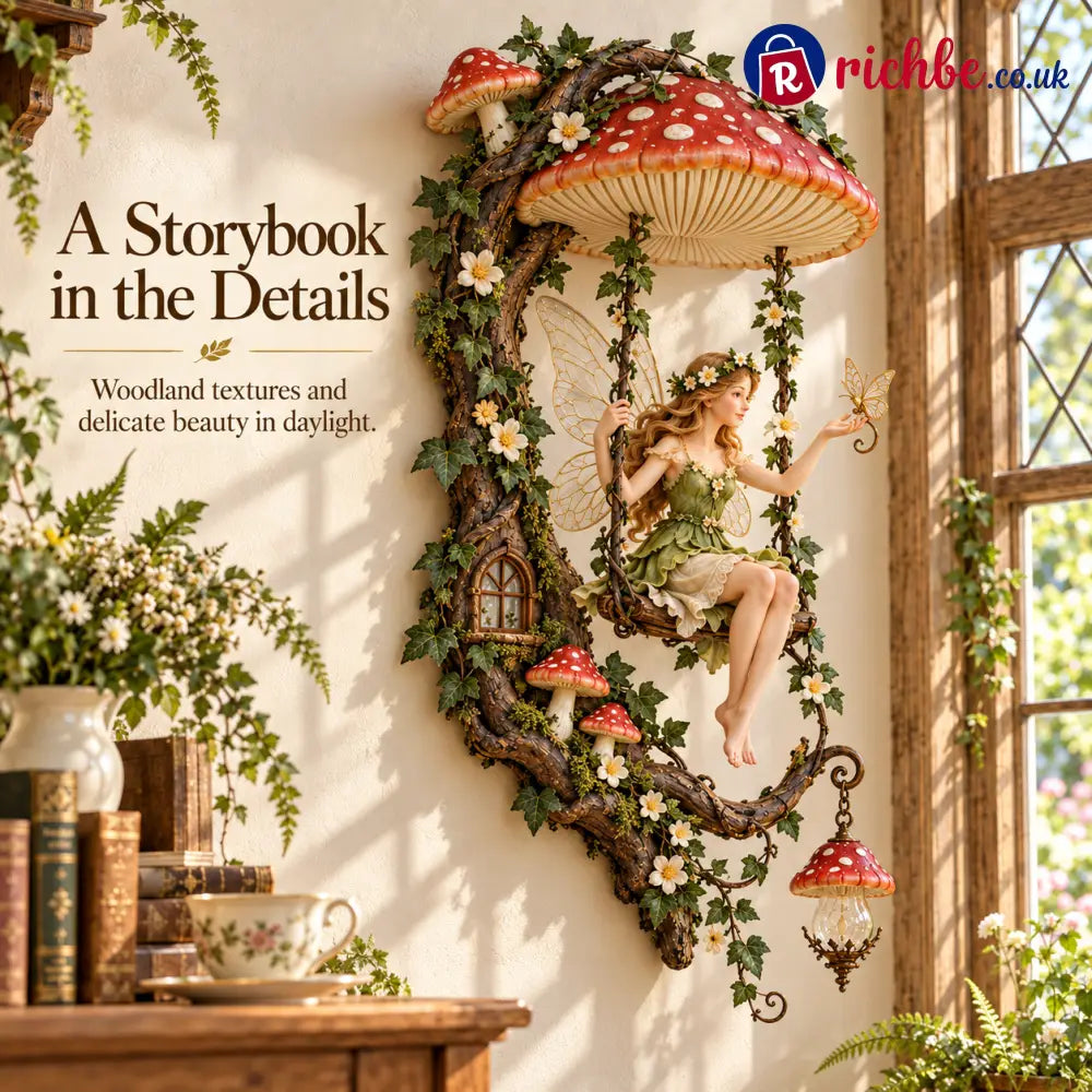 ✨last Day 49% Off✨🧚 Fairyglow™ – Lighted Woodland Fairy Mushroom Swing Wall Art - Mushrooms
