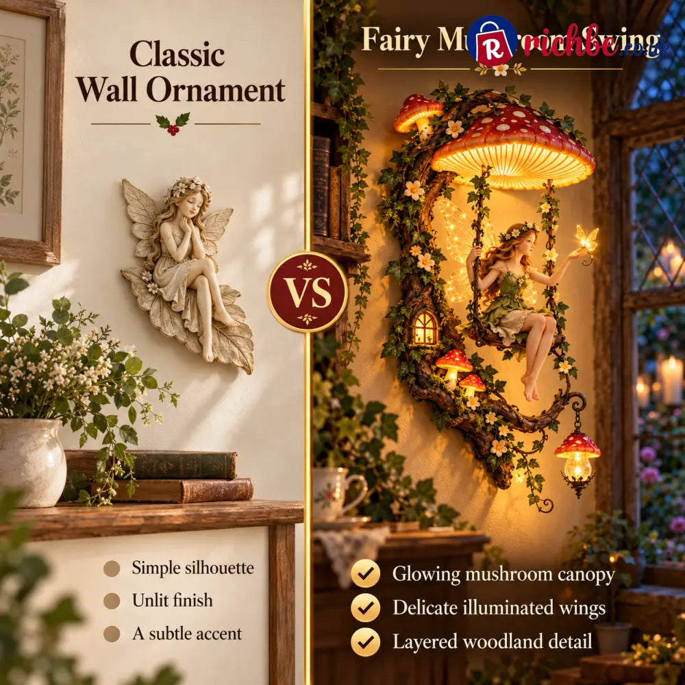 ✨last Day 49% Off✨🧚 Fairyglow™ – Lighted Woodland Fairy Mushroom Swing Wall Art - Mushrooms