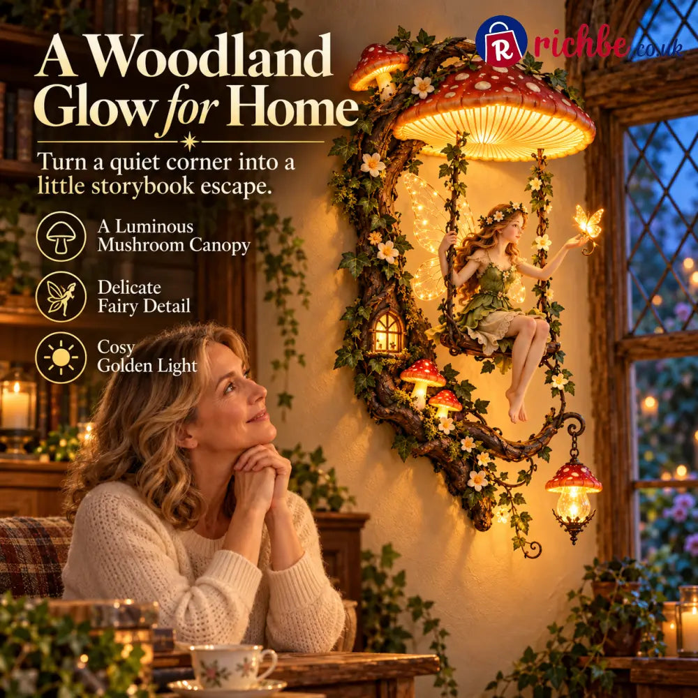 ✨last Day 49% Off✨🧚 Fairyglow™ – Lighted Woodland Fairy Mushroom Swing Wall Art - Mushrooms