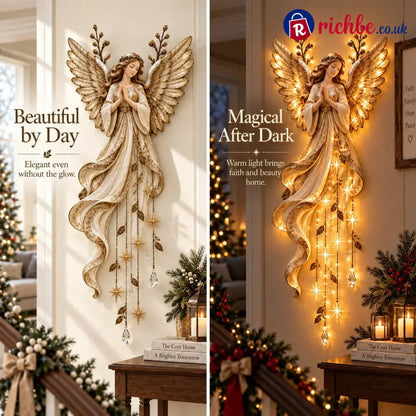 ✨Last Day 49% OFF👼Guardian Angel Starfall Cascade™ – Lighted Faith & Blessing Christmas Wall Decor✨