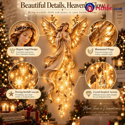 ✨Last Day 49% OFF👼Guardian Angel Starfall Cascade™ – Lighted Faith & Blessing Christmas Wall Decor✨