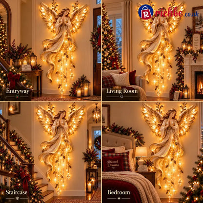 ✨Last Day 49% OFF👼Guardian Angel Starfall Cascade™ – Lighted Faith & Blessing Christmas Wall Decor✨