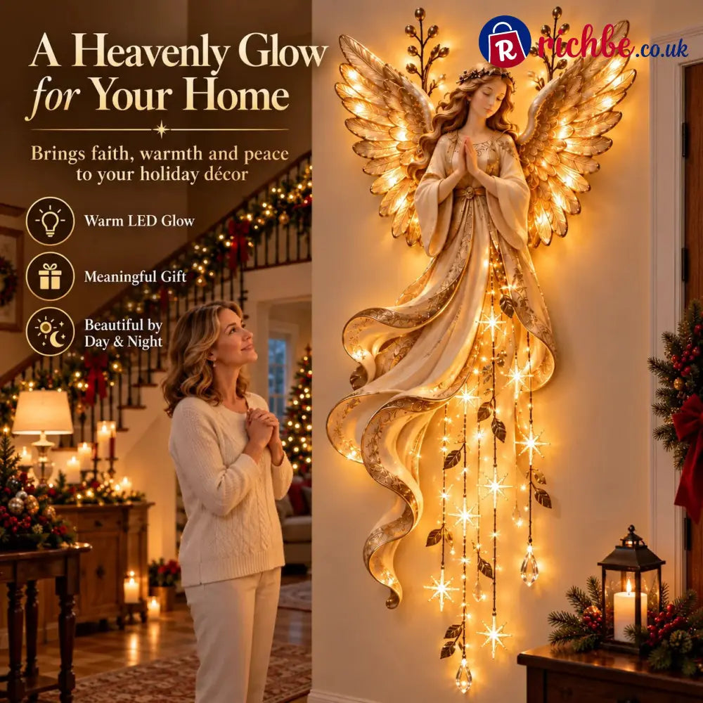✨Last Day 49% OFF👼Guardian Angel Starfall Cascade™ – Lighted Faith & Blessing Christmas Wall Decor✨