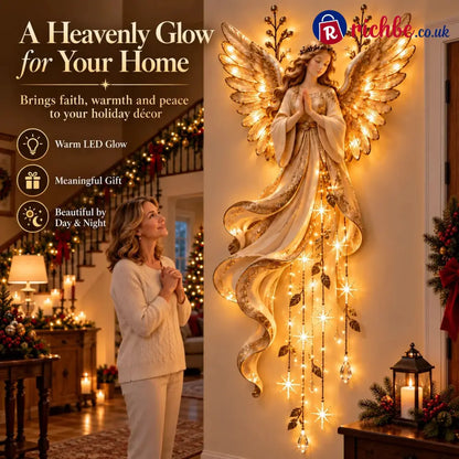 ✨Last Day 49% OFF👼Guardian Angel Starfall Cascade™ – Lighted Faith & Blessing Christmas Wall Decor✨