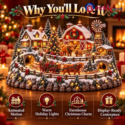 🐮 Highland Cow Christmas Farm Village – Animated Holiday Scene