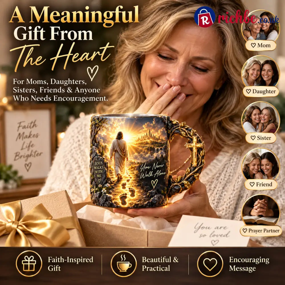 🔥Last Day 49% OFF🔥✝️ Jesus Walks With Me™ – Heat-Reveal Faith Mug | You Are Never Alone