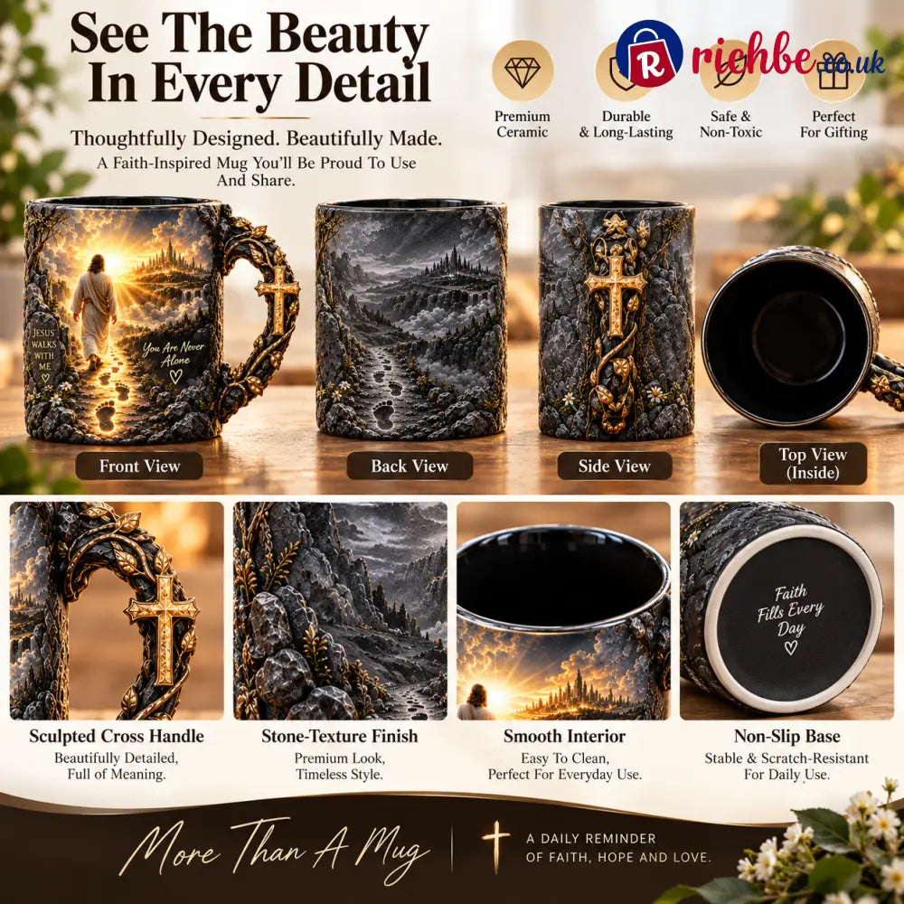🔥Last Day 49% OFF🔥✝️ Jesus Walks With Me™ – Heat-Reveal Faith Mug | You Are Never Alone
