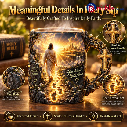 🔥Last Day 49% OFF🔥✝️ Jesus Walks With Me™ – Heat-Reveal Faith Mug | You Are Never Alone