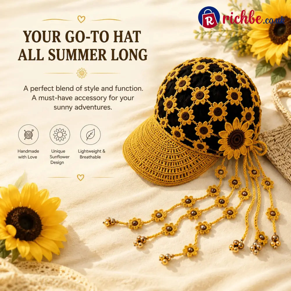 🔥Last Day 49% OFF - ☀ 🌻 Knitted Sunflower Hollow-Out Baseball Cap