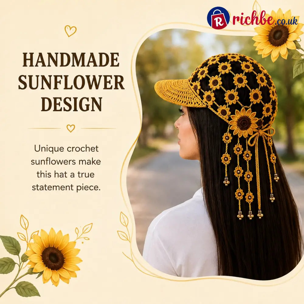 🔥Last Day 49% OFF - ☀ 🌻 Knitted Sunflower Hollow-Out Baseball Cap