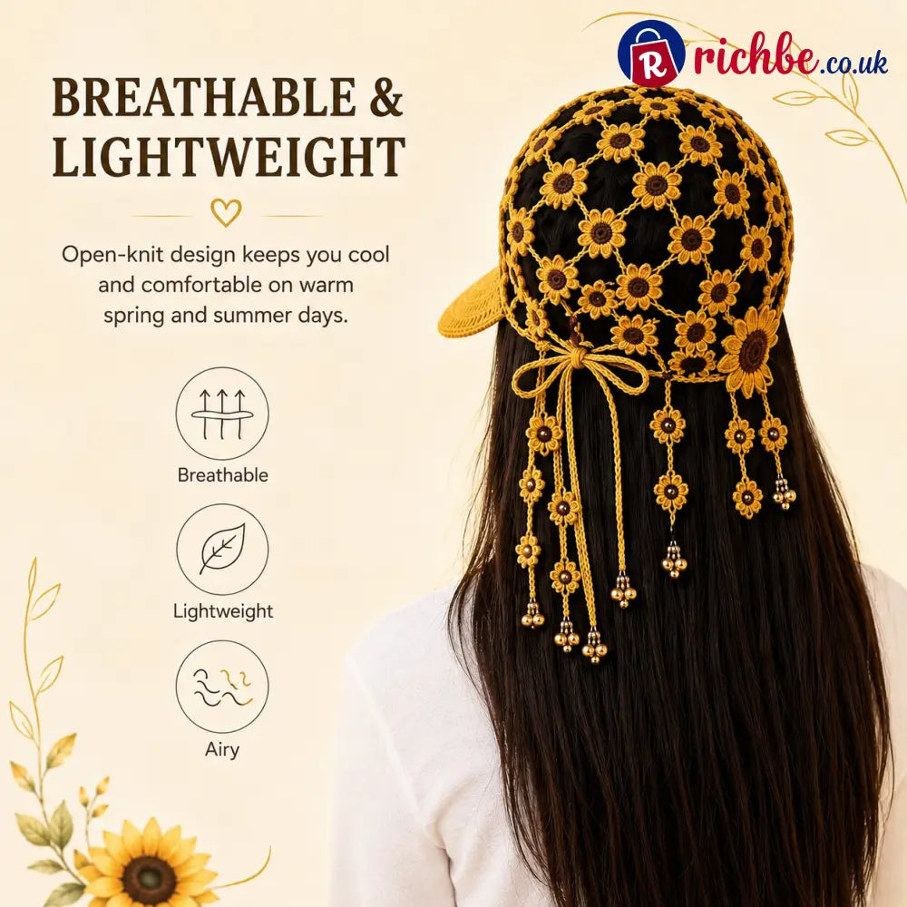 🔥Last Day 49% OFF - ☀ 🌻 Knitted Sunflower Hollow-Out Baseball Cap