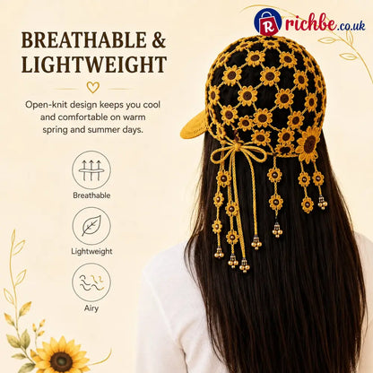 🔥Last Day 49% OFF - ☀ 🌻 Knitted Sunflower Hollow-Out Baseball Cap