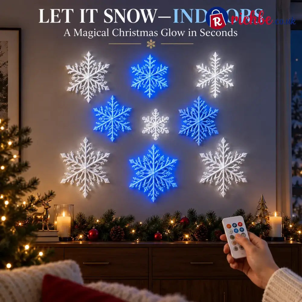 ⏳ Last Day 49% OFF – ❄️ LED Snowflake Wall Lights | 3D Christmas Snowflake Décor with Blue & White Glow Remote Control