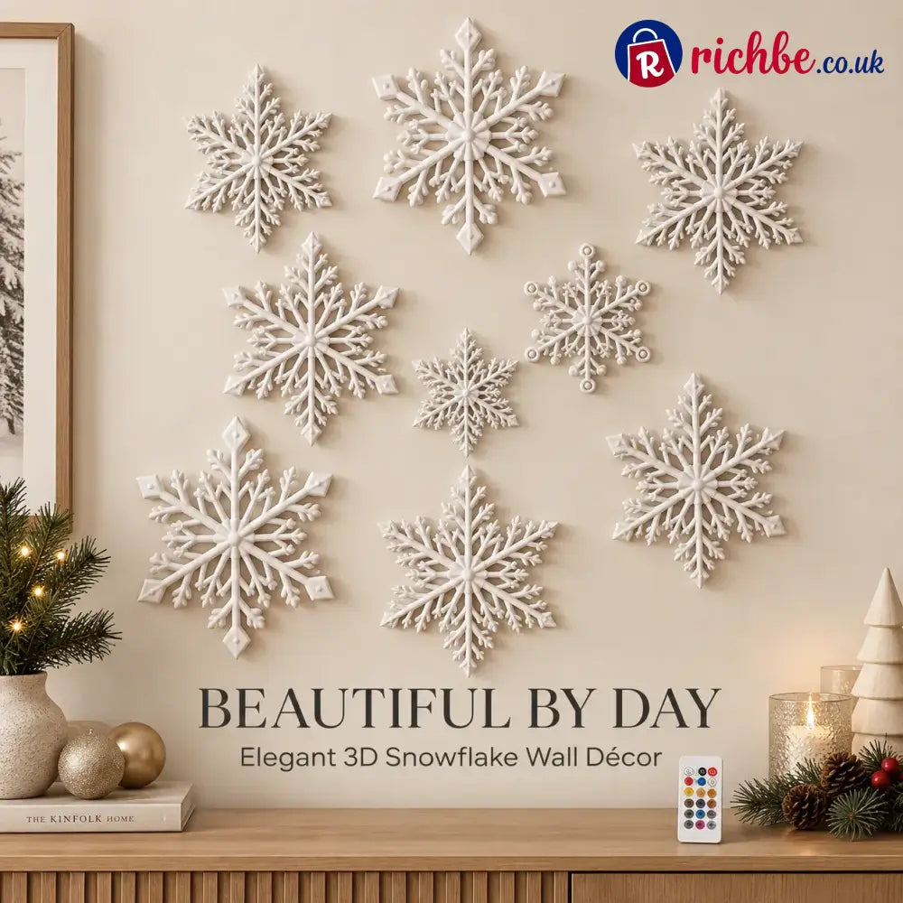 ⏳ Last Day 49% OFF – ❄️ LED Snowflake Wall Lights | 3D Christmas Snowflake Décor with Blue & White Glow Remote Control