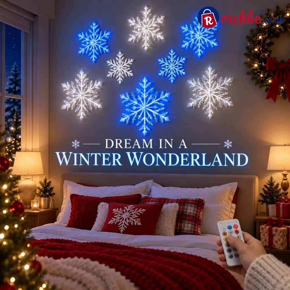 ⏳ Last Day 49% OFF – ❄️ LED Snowflake Wall Lights | 3D Christmas Snowflake Décor with Blue & White Glow Remote Control