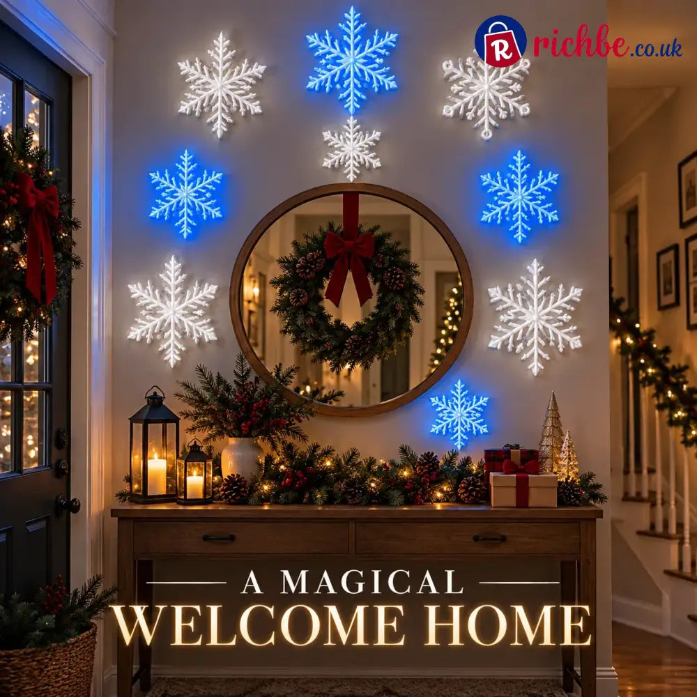 ⏳ Last Day 49% OFF – ❄️ LED Snowflake Wall Lights | 3D Christmas Snowflake Décor with Blue & White Glow Remote Control