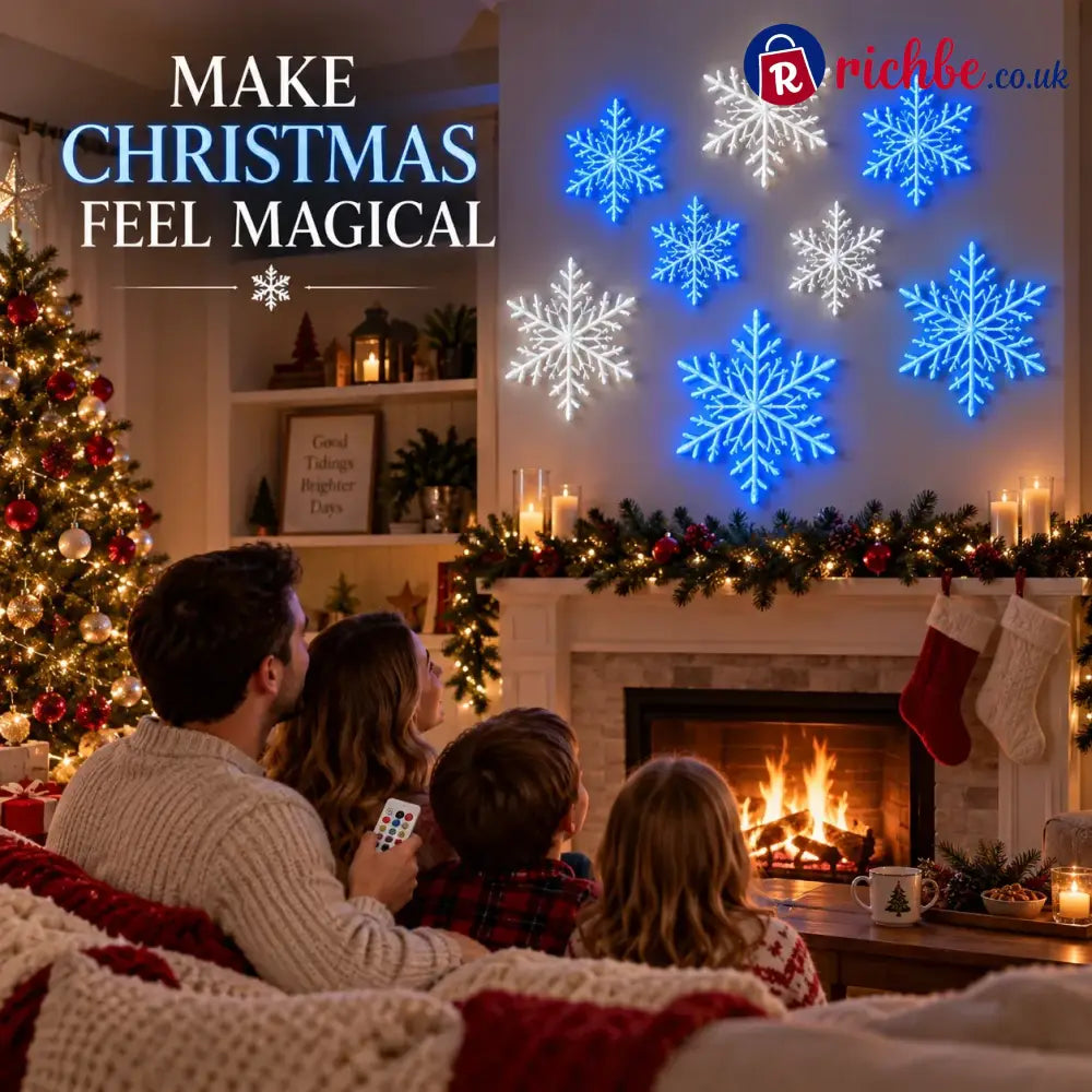 ⏳ Last Day 49% OFF – ❄️ LED Snowflake Wall Lights | 3D Christmas Snowflake Décor with Blue & White Glow Remote Control