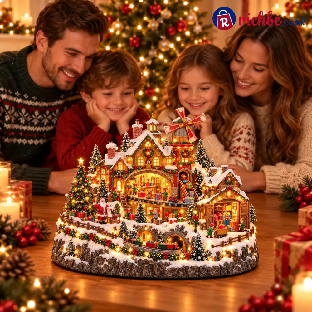 🔥 LAST DAY 49% OFF 🔥 Lighted & Animated Christmas Village Collection ✨ - 🎅 Santa’s Magical Workshop