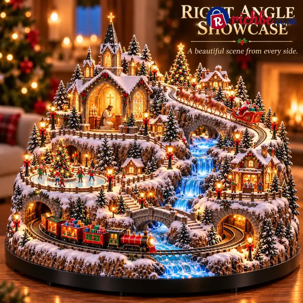 🔥 LAST DAY 49% OFF 🔥 Lighted Animated Christmas Village with Train Reindeer Sleigh & Waterfall ✨