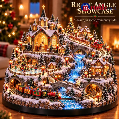 🔥 LAST DAY 49% OFF 🔥 Lighted Animated Christmas Village with Train Reindeer Sleigh & Waterfall ✨