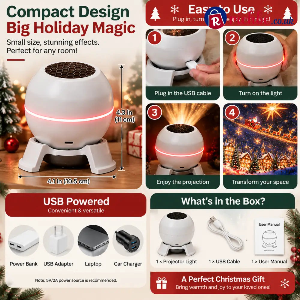 🔥LAST DAY 49% OFF -🎄 Magical Christmas Projection Night Light – Transform Any Room Into A Holiday Wonderlan